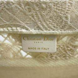 Christian Dior Book Tote Butterfly Embroidery Small White Handbag