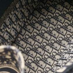 Pre Owned Dior Navy Blue Oblique Embroidered Canvas Medium Book Tote