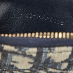 مملوكة مسبقًا Dior Navy Blue Oblique Fabric Saddle Coin Purse