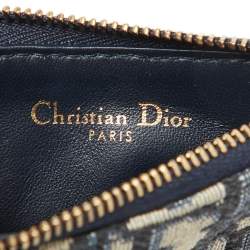 مملوكة مسبقًا Dior Navy Blue Oblique Fabric Saddle Coin Purse