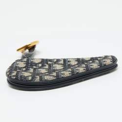 مملوكة مسبقًا Dior Navy Blue Oblique Fabric Saddle Coin Purse