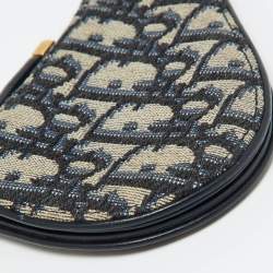 مملوكة مسبقًا Dior Navy Blue Oblique Fabric Saddle Coin Purse