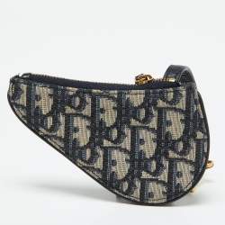 مملوكة مسبقًا Dior Navy Blue Oblique Fabric Saddle Coin Purse