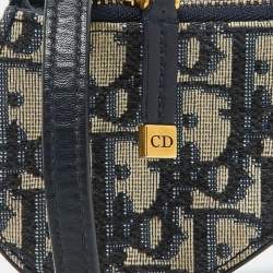 مملوكة مسبقًا Dior Navy Blue Oblique Fabric Saddle Coin Purse