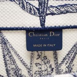 Dior Navy Blue/White Canvas Medium Embroidered Rêve d'Infini Book Tote 