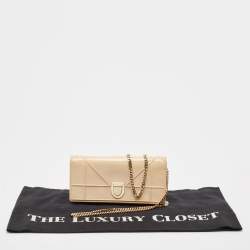 Dior Beige Patent Leather Diorama Wallet on Chain