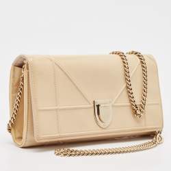 Dior Beige Patent Leather Diorama Wallet on Chain