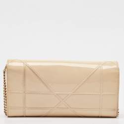 Dior Beige Patent Leather Diorama Wallet on Chain