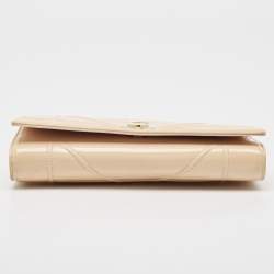 Dior Beige Patent Leather Diorama Wallet on Chain