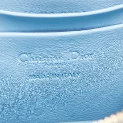 Pre Owned Dior Light Blue Cannage Patent Leather Lady Dior Phone Chain Holder