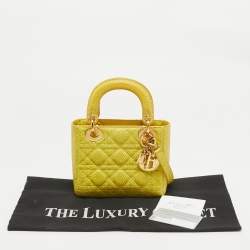 Pre Owned Dior Yellow Python Mini Lady Dior Tote