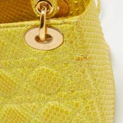 Pre Owned Dior Yellow Python Mini Lady Dior Tote