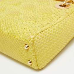 Pre Owned Dior Yellow Python Mini Lady Dior Tote