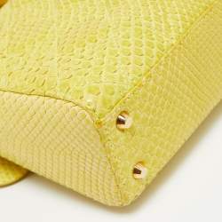 Pre Owned Dior Yellow Python Mini Lady Dior Tote