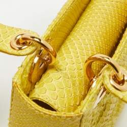 Pre Owned Dior Yellow Python Mini Lady Dior Tote