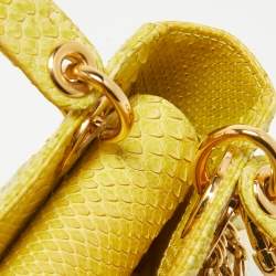 Pre Owned Dior Yellow Python Mini Lady Dior Tote