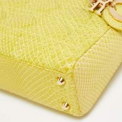 Pre Owned Dior Yellow Python Mini Lady Dior Tote