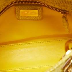 Pre Owned Dior Yellow Python Mini Lady Dior Tote