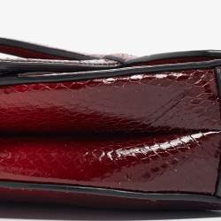Pre Owned Dior Red/Black Snakeskin Mini Saddle Bag