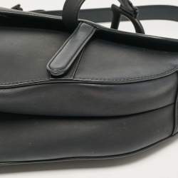 Pre Owned Dior Black Leather Saddle Bag