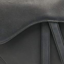 Pre Owned Dior Black Leather Saddle Bag