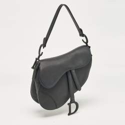 Pre Owned Dior Black Leather Saddle Bag