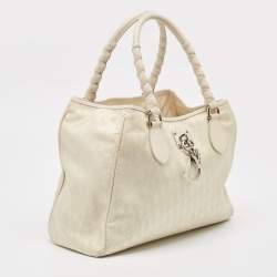 Dior White/Beige Diorissimo Nylon and Leather Lovely Bag