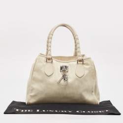 Dior White/Beige Diorissimo Nylon and Leather Lovely Bag