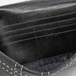 Pre Owned Dior Black Leather Cannage Perforated Stitched Flap Clutch