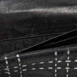 Pre Owned Dior Black Leather Cannage Perforated Stitched Flap Clutch