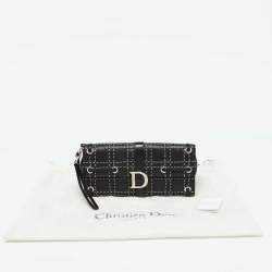 Pre Owned Dior Black Leather Cannage Perforated Stitched Flap Clutch