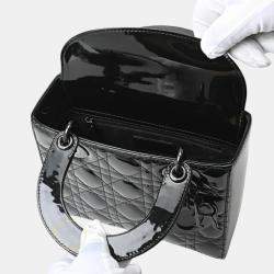 Christian Dior Patent Leather Black Dior Lady Small Shoulder Bag