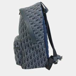 Pre Owned Dior Navy Trotter Oblique Backpack