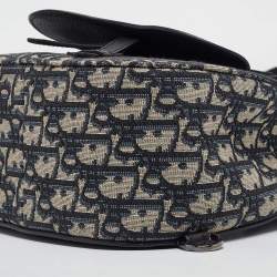 Dior Navy Blue Oblique Canvas and Leather Mini Saddle Backpack