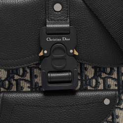 Dior Navy Blue Oblique Canvas and Leather Mini Saddle Backpack