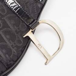 Dior Black Oblique Canvas and Patent Leather XS Saddle Bag