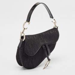 Dior Black Oblique Canvas and Patent Leather XS Saddle Bag