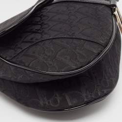 Dior Black Oblique Canvas and Patent Leather XS Saddle Bag