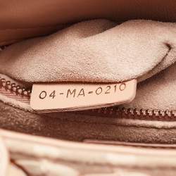 Pre Owned Dior Peach Leather and Suede Mini Beaded Ribbon Lady Dior Tote