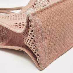 Dior Old Rose Mesh Embroidered Canvas Large Book Tote