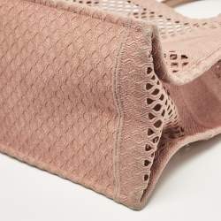 Dior Old Rose Mesh Embroidered Canvas Large Book Tote