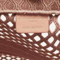 Dior Old Rose Mesh Embroidered Canvas Large Book Tote
