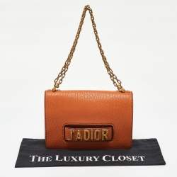 Pre Owned Dior Orange Leather J'Adior Chain Flap Bag