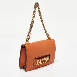 Pre Owned Dior Orange Leather J'Adior Chain Flap Bag