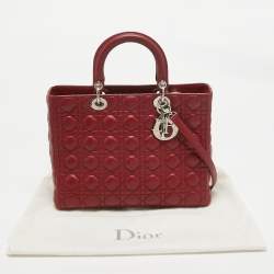 Dior Red Cannage Leather Large Lady Dior Tote