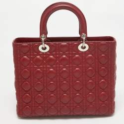 Dior Red Cannage Leather Large Lady Dior Tote