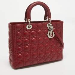 Dior Red Cannage Leather Large Lady Dior Tote