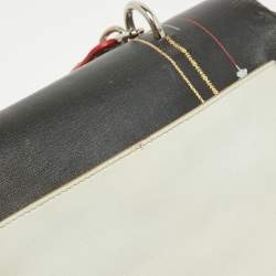 Pre Owned Dior Black Printed Leather Small Be Dior Flap Top Handle Bag