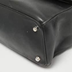 Pre Owned Dior Black Printed Leather Small Be Dior Flap Top Handle Bag