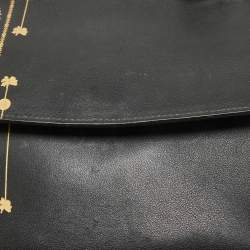 Pre Owned Dior Black Printed Leather Small Be Dior Flap Top Handle Bag